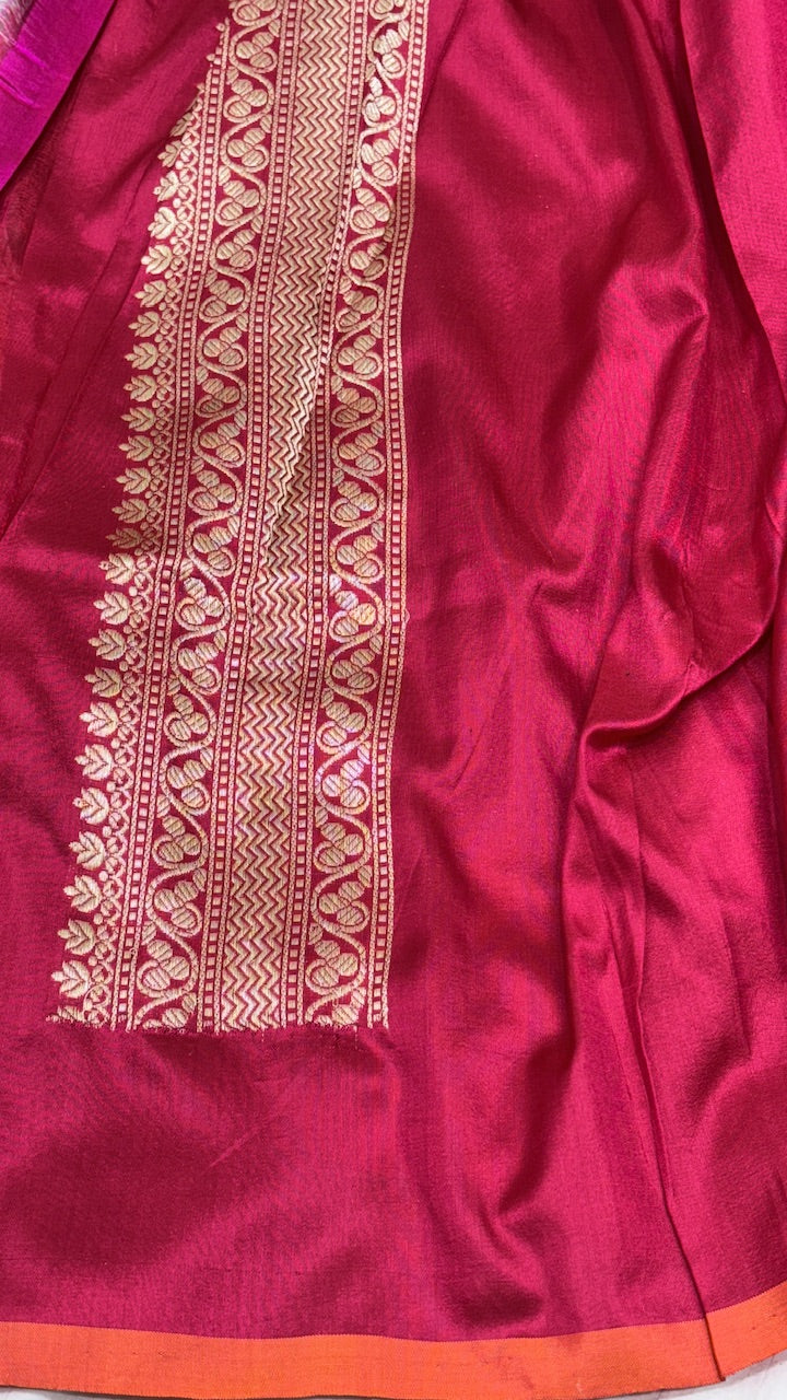 Dark Pink Pure Banarasi Katan Silk Saree