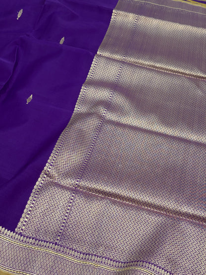 Purple Pure Kora Banarasi Saree with Kadhwa butti motifs