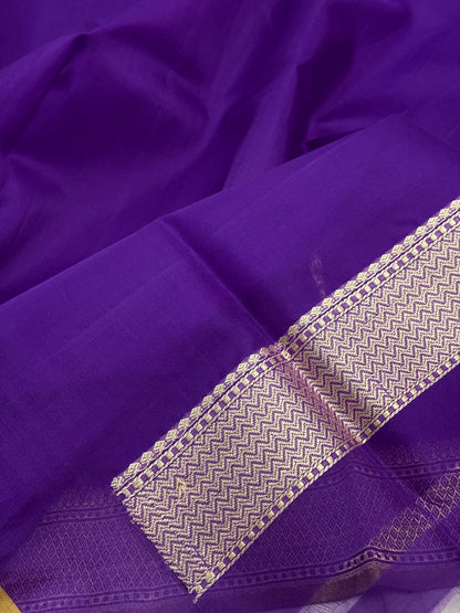 Purple Pure Kora Banarasi Saree with Kadhwa butti motifs