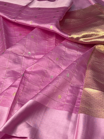 Pink Mango Katan Banarasi Silk Handwoven Saree