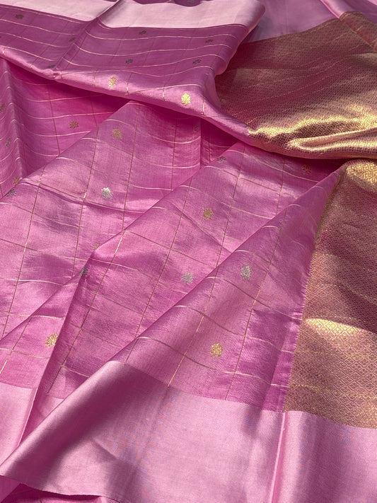 Pink Mango Katan Banarasi Silk Handwoven Saree