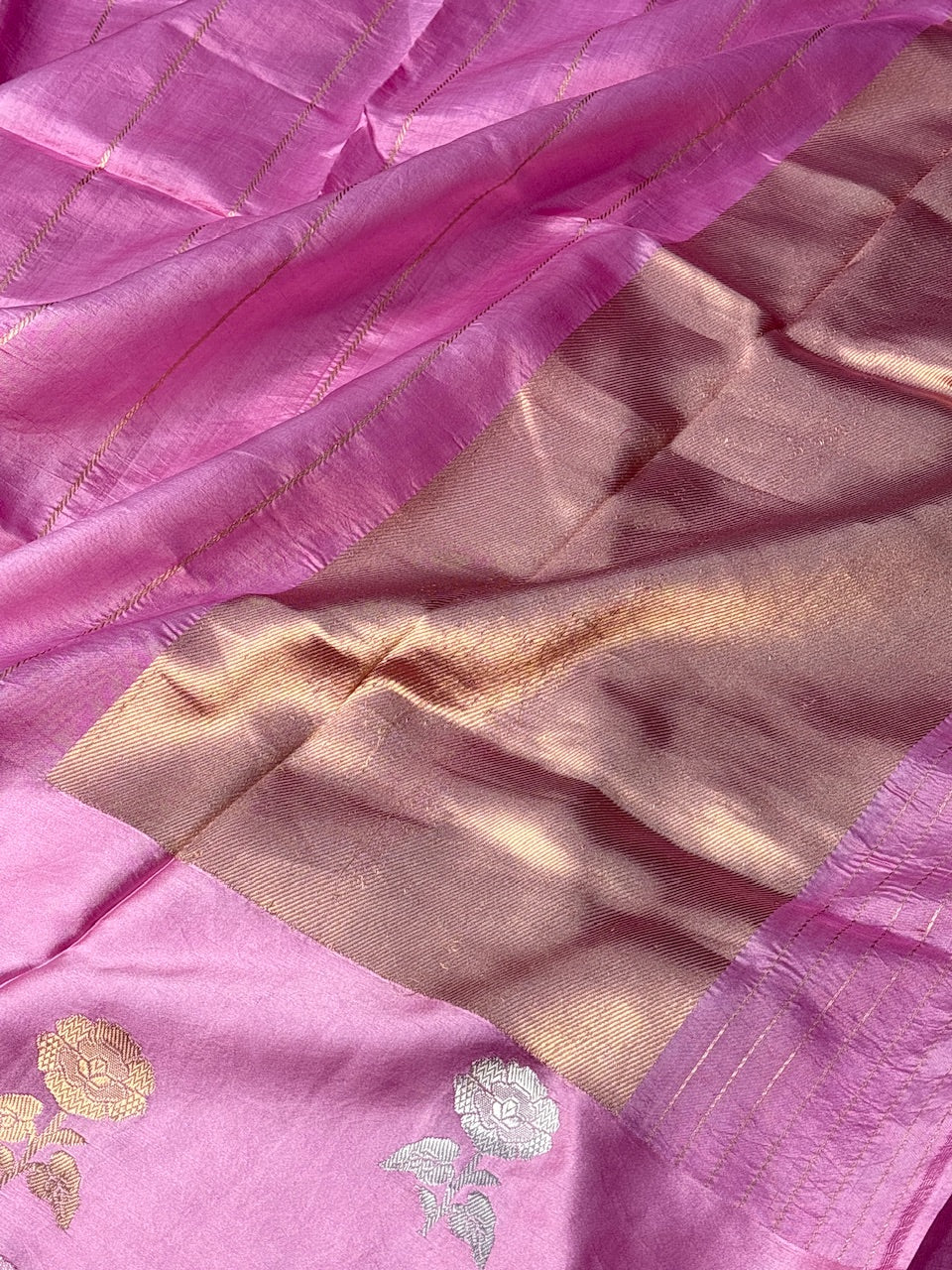 Rose Pink Mango Katan Banarasi Silk Handwoven Saree