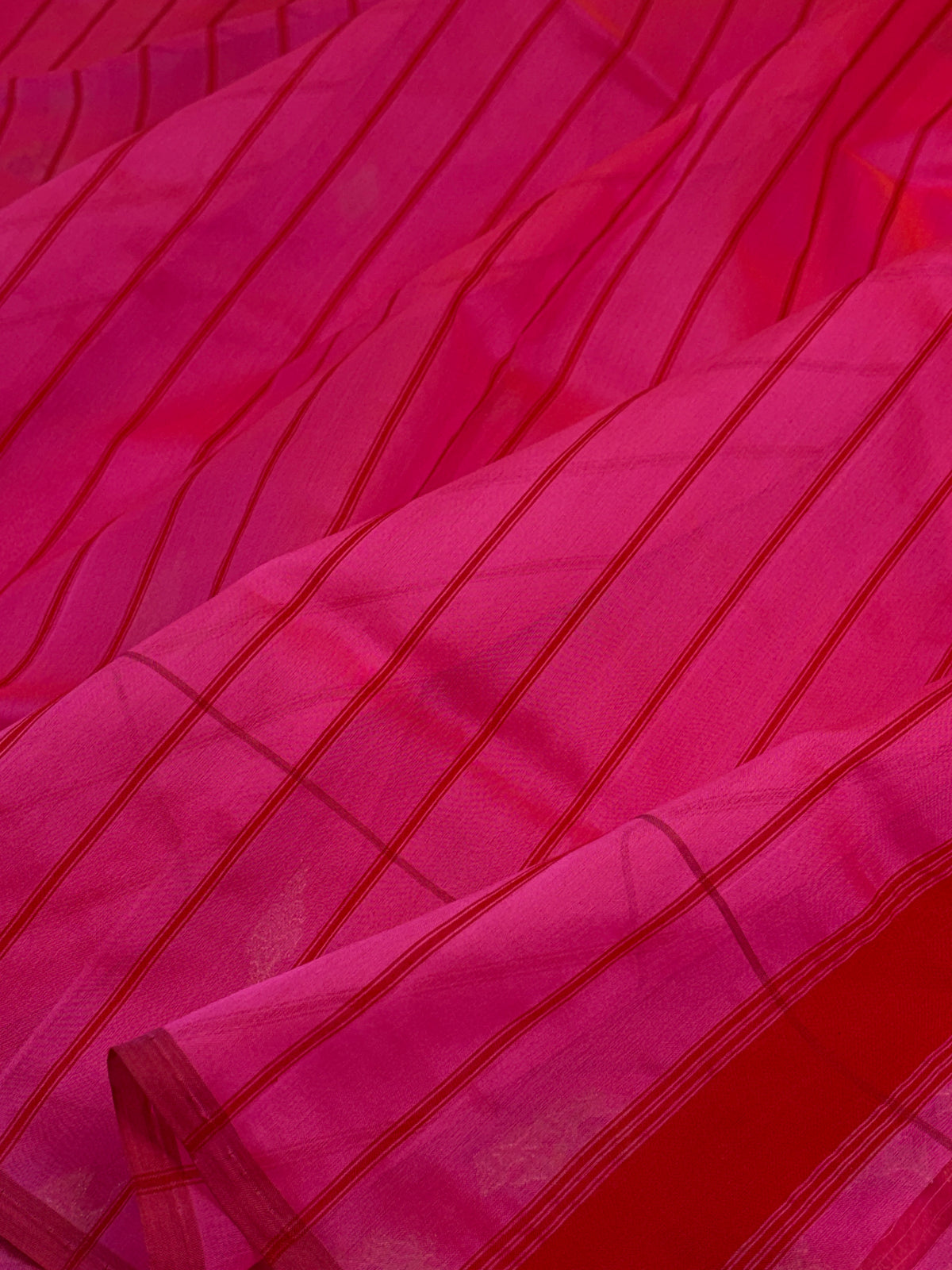 Hot Pink Pure Kora Banarasi Saree with Minakari Butti Border