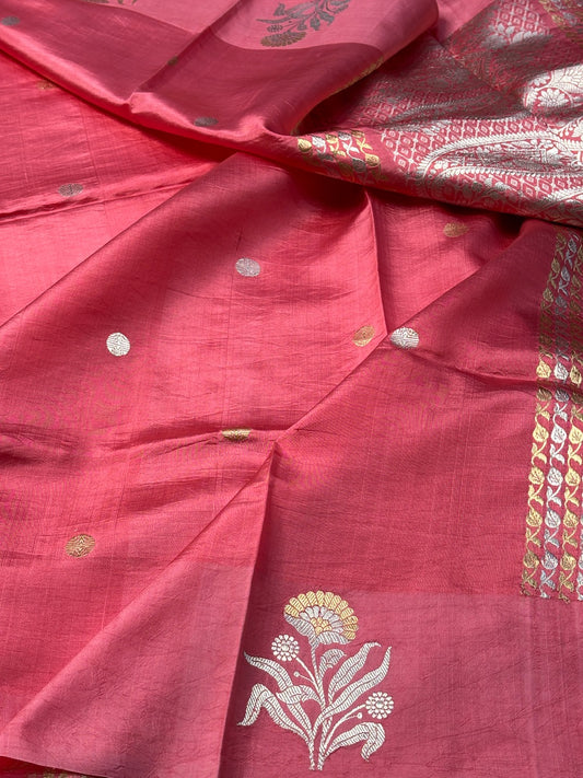 Pink Mango Katan Banarasi Silk Handwoven Saree