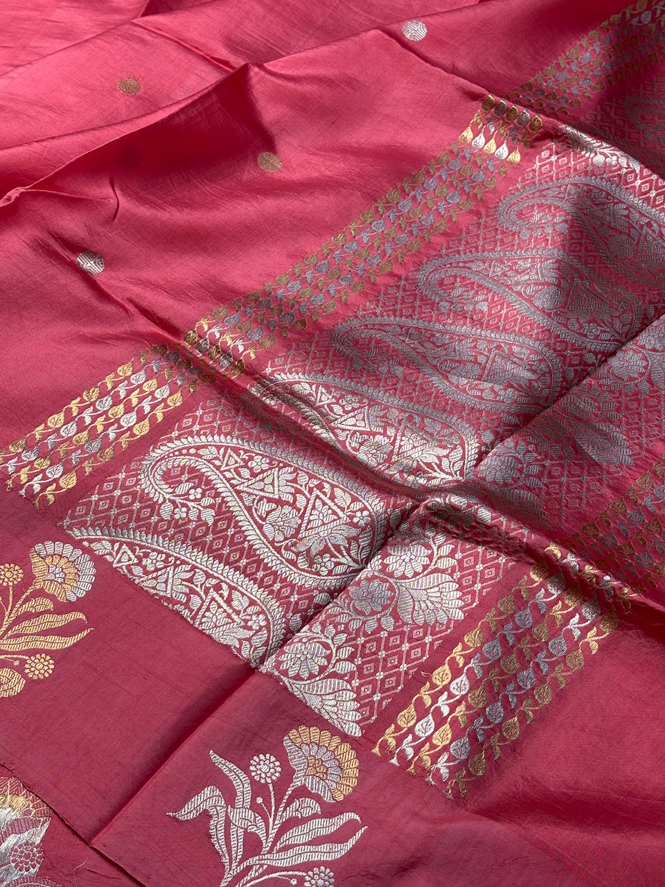 Pink Mango Katan Banarasi Silk Handwoven Saree