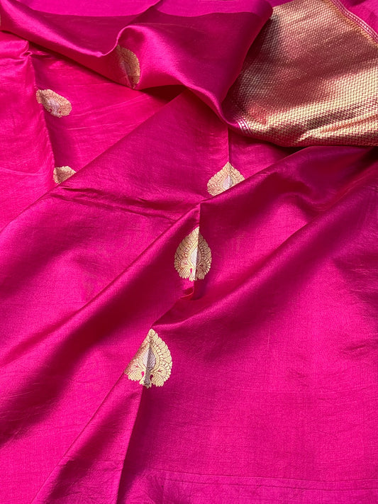 Rani Pink Mango Katan Banarasi Silk Handwoven Saree
