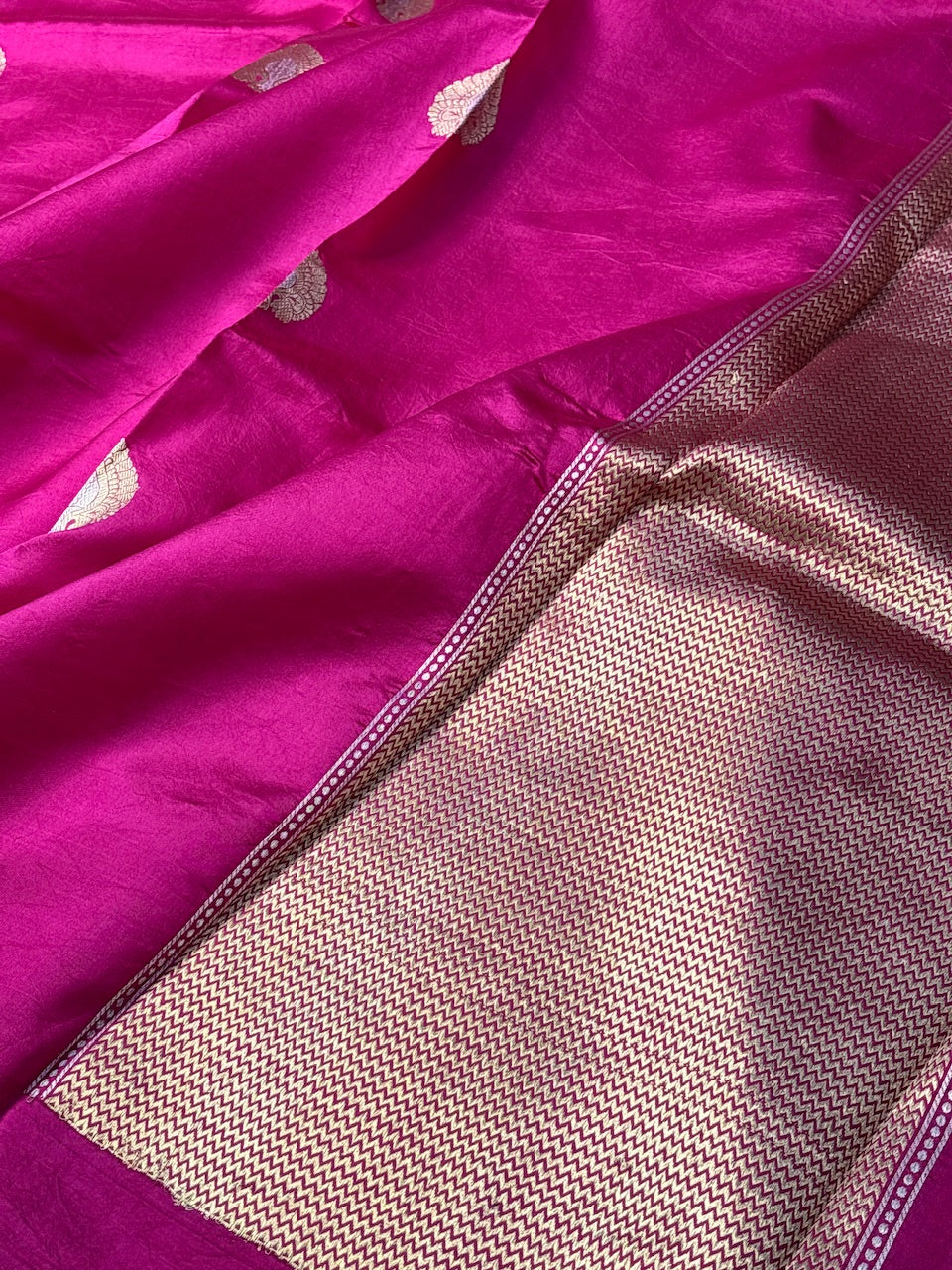 Rani Pink Mango Katan Banarasi Silk Handwoven Saree