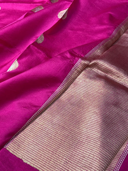 Rani Pink Mango Katan Banarasi Silk Handwoven Saree