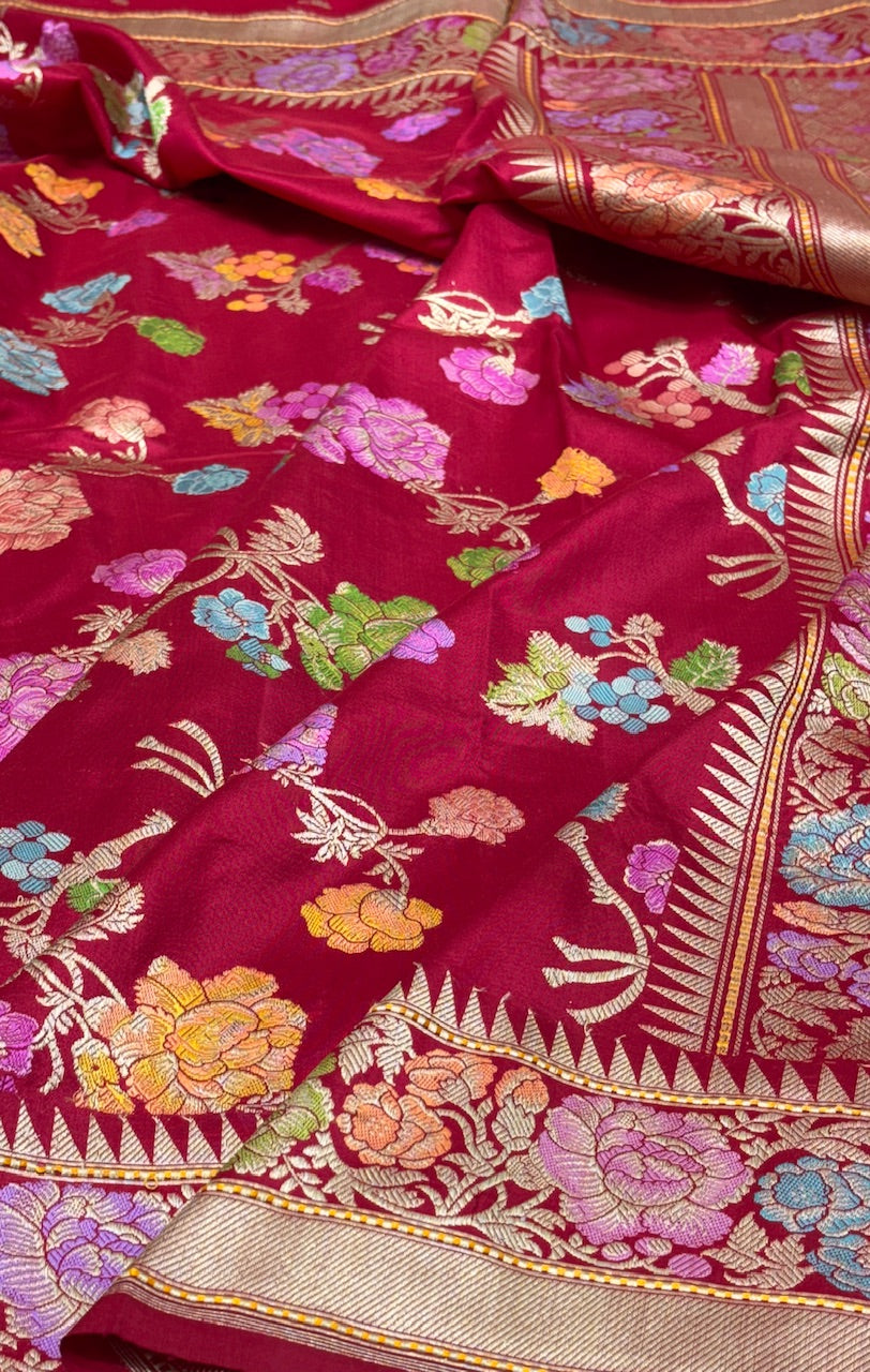 Red Pure Banarasi Katan Silk Saree