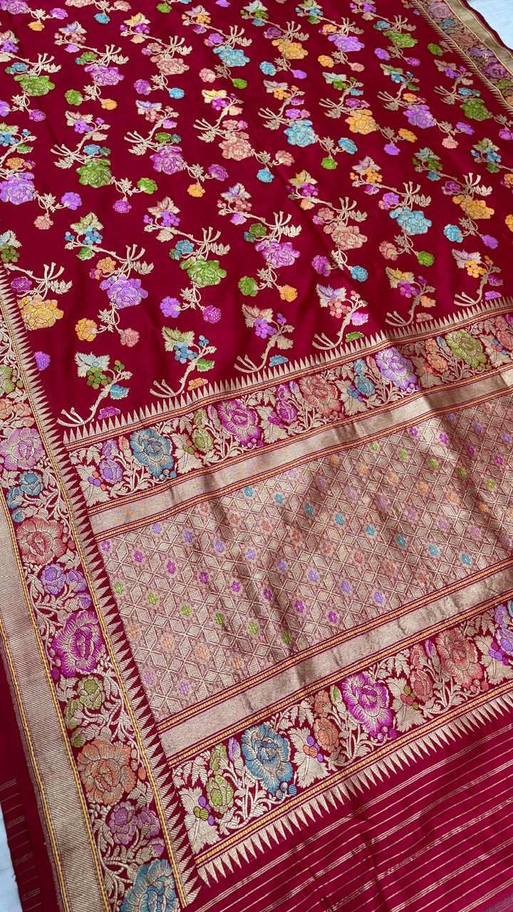 Red Pure Banarasi Katan Silk Saree
