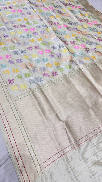Moonlight White pure Banarasi Silk Saree