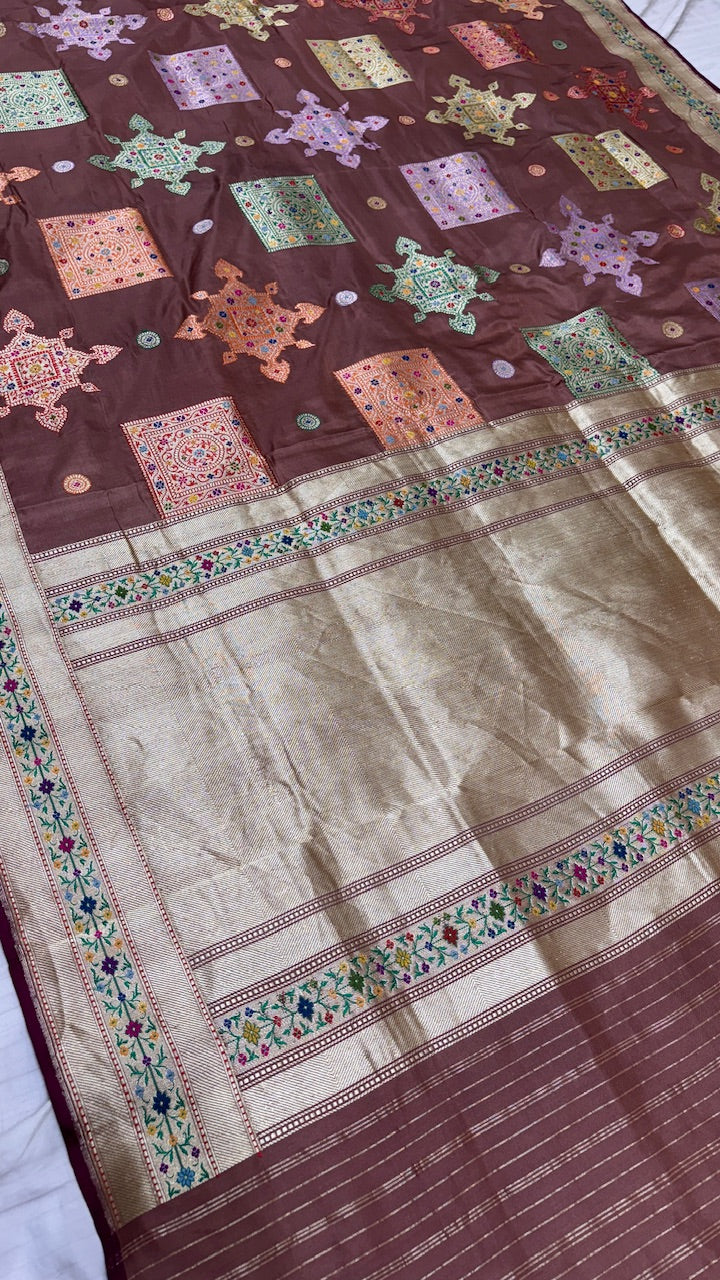 Brown Color Pure Banarasi Katan Silk Saree