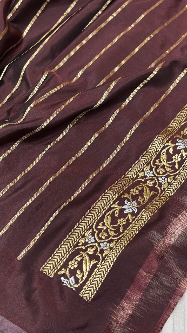 Brown Pure Banarasi Katan Silk Saree