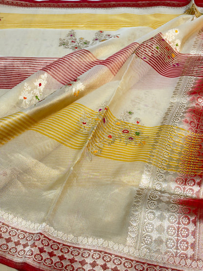 Glossy Gold Tissue Banarasi Silk Handwoven Saree