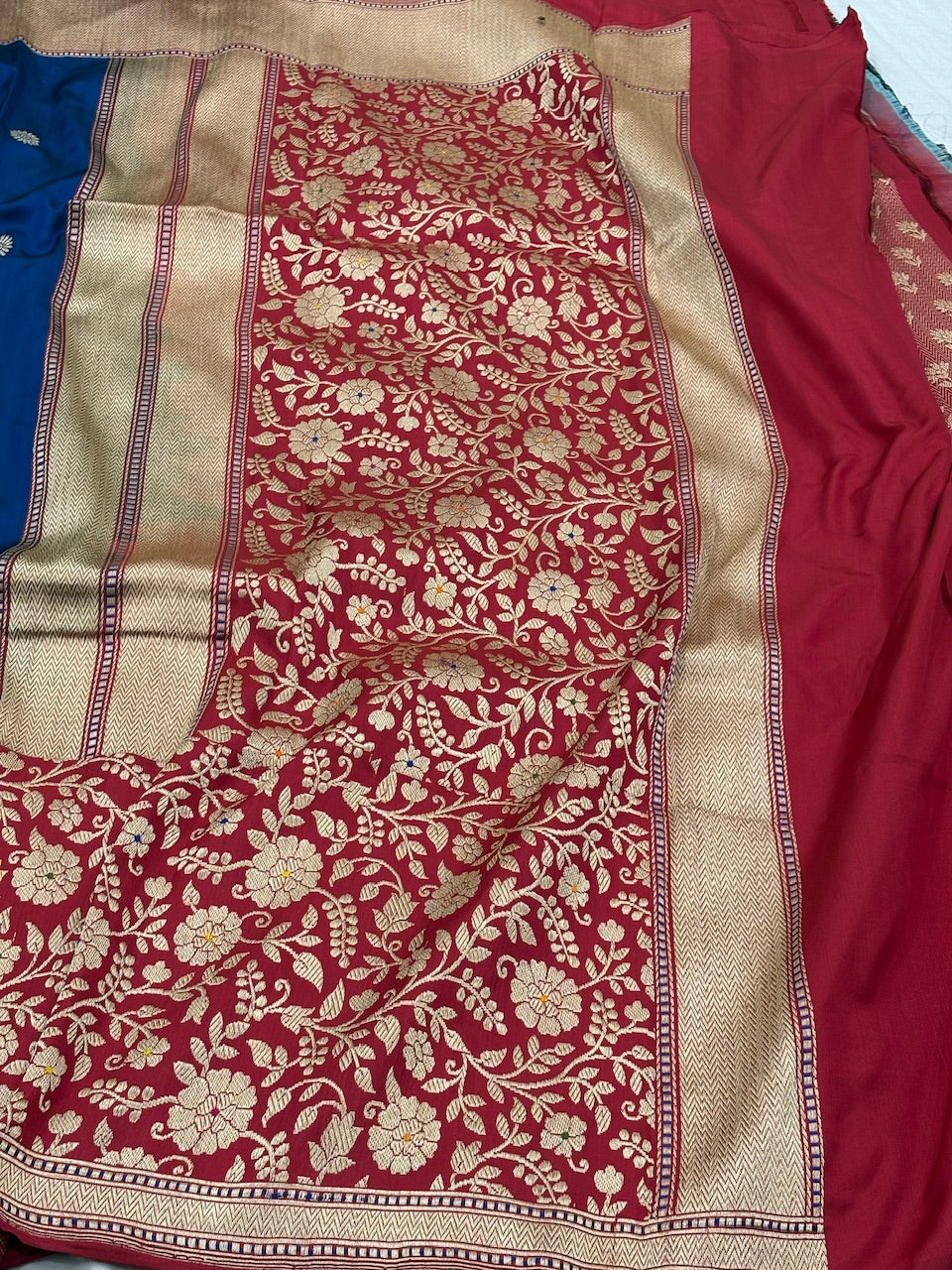 Blue Pure Banarasi Ektara  Silk Handwoven Saree