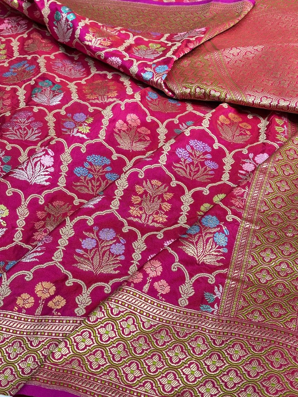 Rani Pink Pure Banarasi Katan Silk Handloom Saree