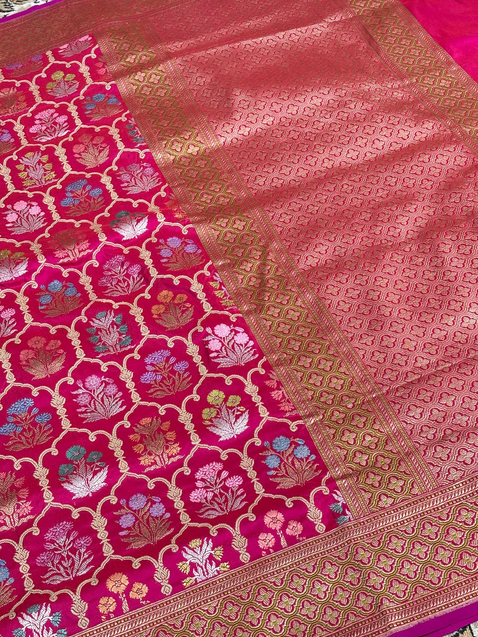 Rani Pink Pure Banarasi Katan Silk Handloom Saree