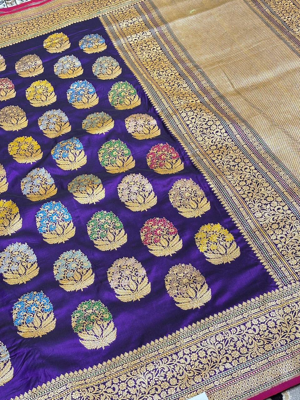 Cabari Purple Pure Banarasi Katan Silk Handloom Saree