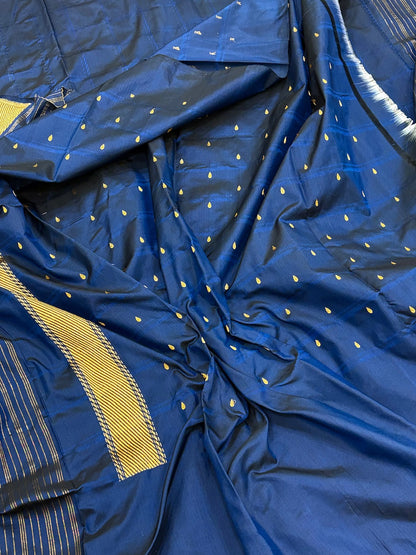 Neavy Blue Banarasi Pure Katan Silk Handwoven Saree