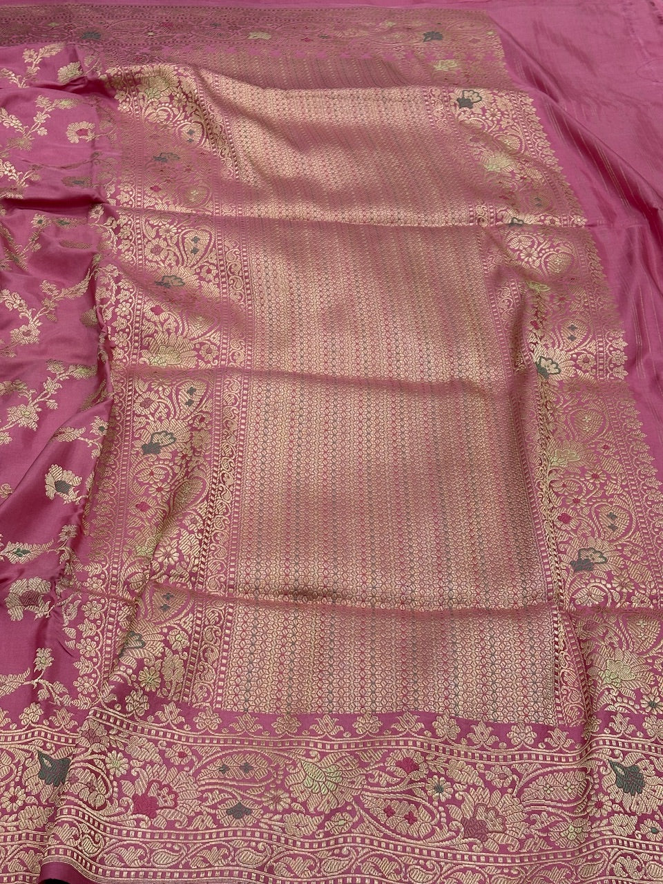 Peach Banarasi Pure Katan Silk Handwoven Saree