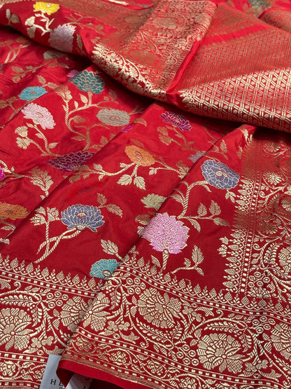Red Pure Banarasi Katan Silk Handloom Saree