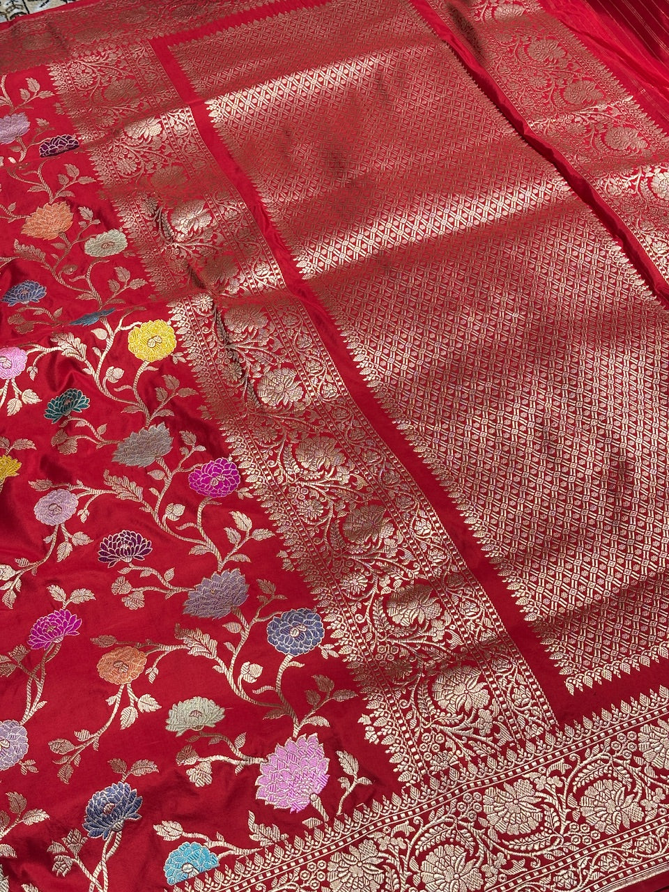 Red Pure Banarasi Katan Silk Handloom Saree