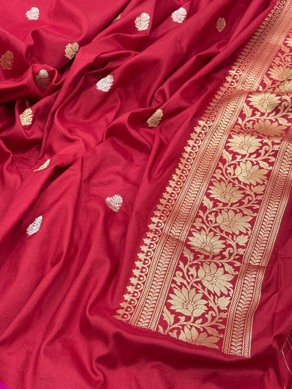 Red Banarasi Pure Katan Silk Handwoven Saree