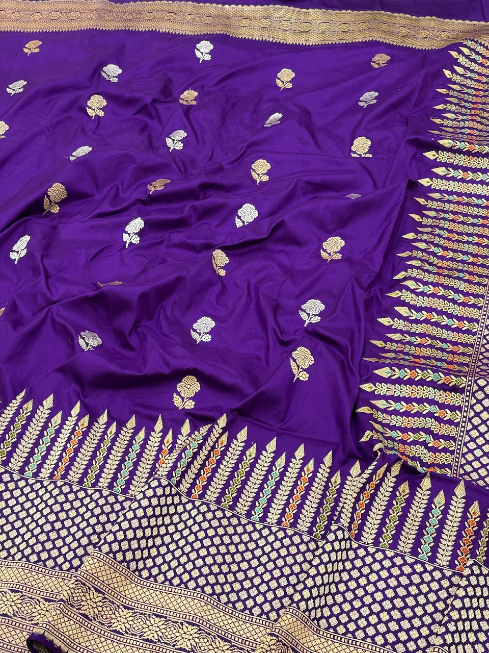 Purple Banarasi Pure Katan Silk Handwoven Saree
