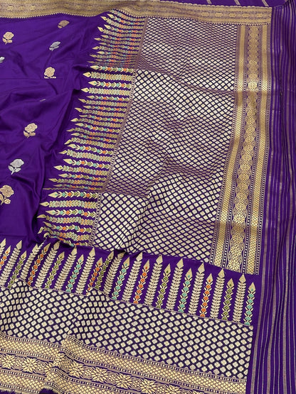 Purple Banarasi Pure Katan Silk Handwoven Saree
