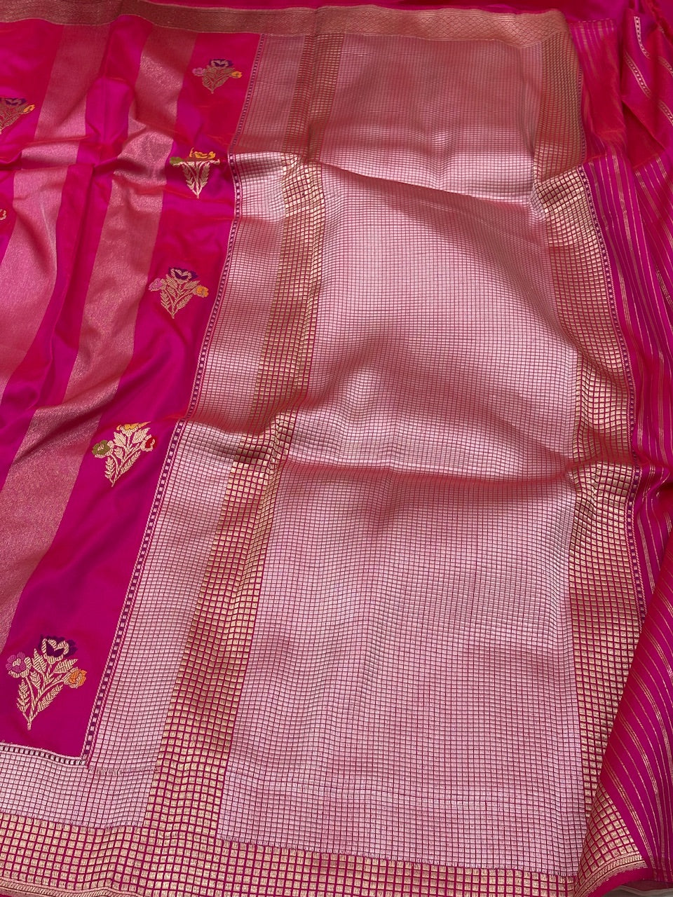 Rani Pink Banarasi Pure Katan Silk Handwoven Saree