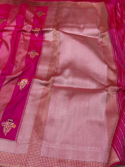 Rani Pink Banarasi Pure Katan Silk Handwoven Saree