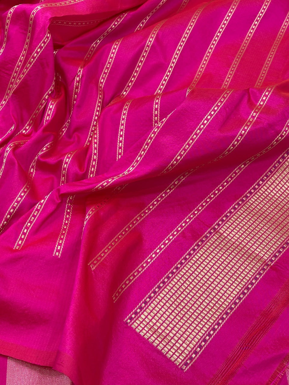 Rani Pink Banarasi Pure Katan Silk Handwoven Saree