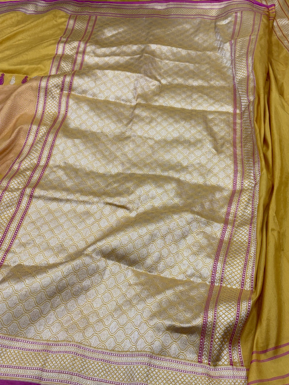 Yellow Banarasi Pure Katan Silk Handwoven Saree