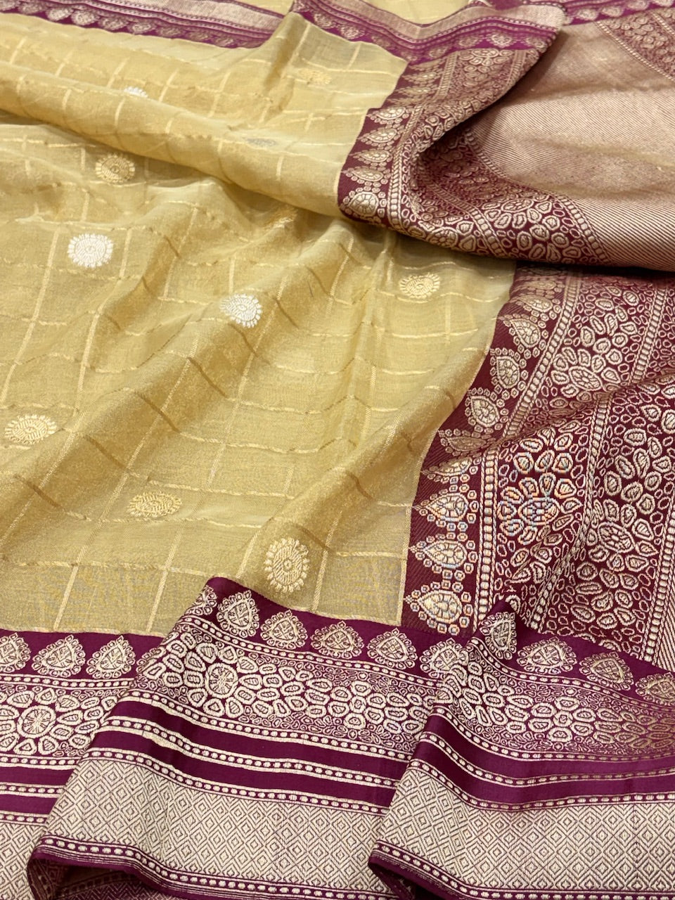 Champagne Gold Banarasi Tissue Silk Handwoven Saree
