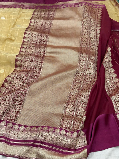 Champagne Gold Banarasi Tissue Silk Handwoven Saree