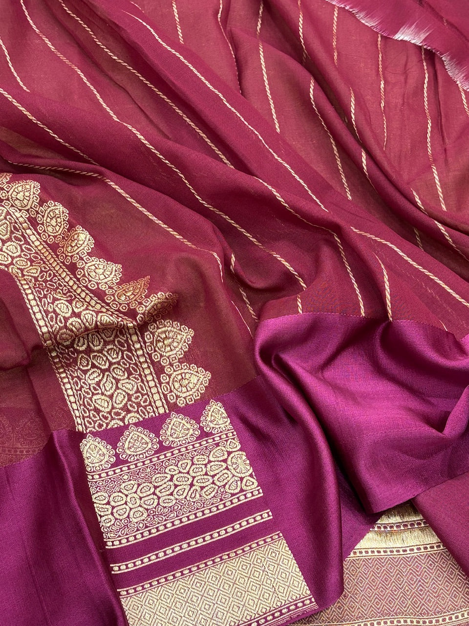 Champagne Gold Banarasi Tissue Silk Handwoven Saree
