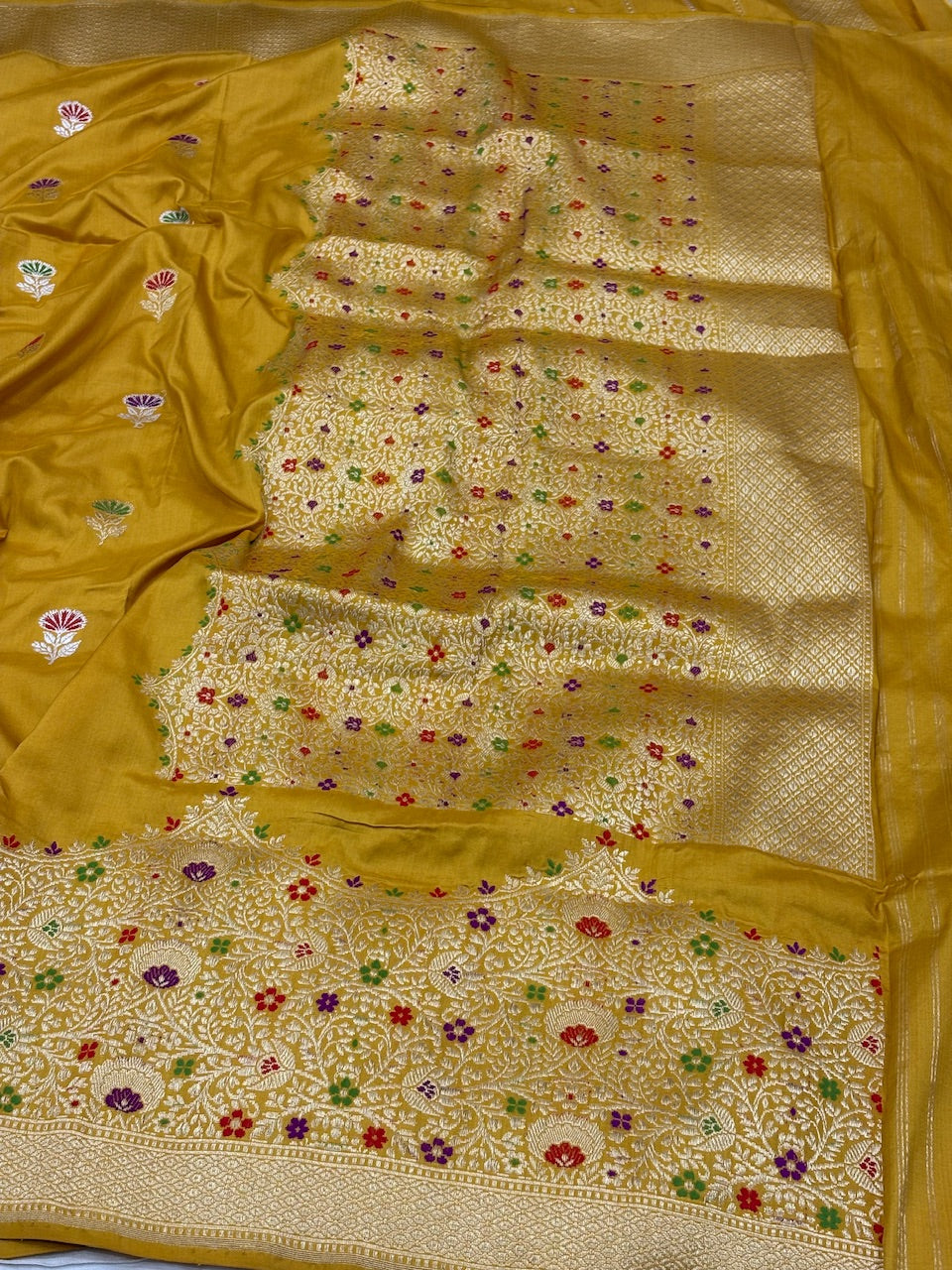 Yellow Banarasi Pure Katan Silk Handwoven Saree
