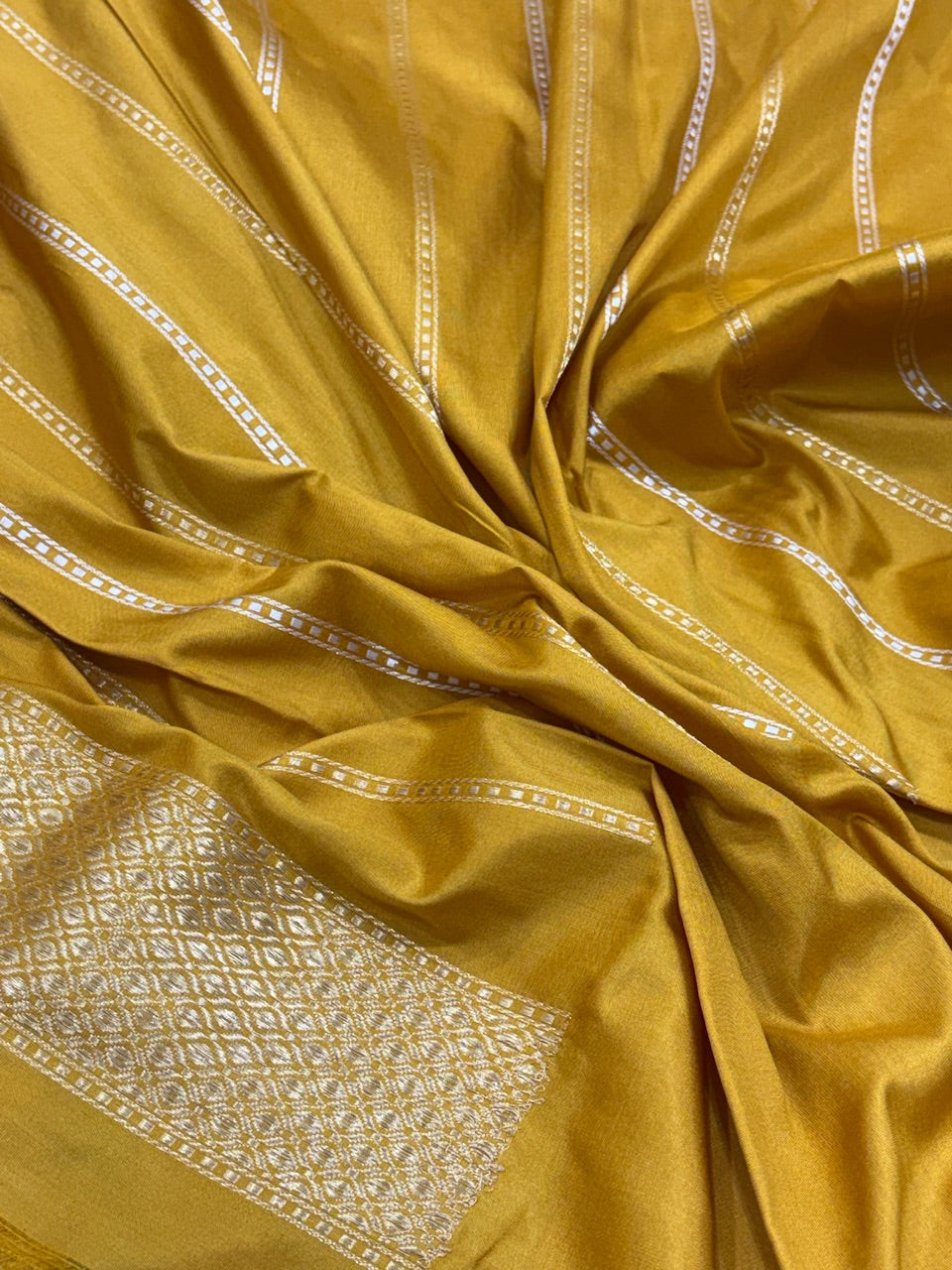 Yellow Banarasi Pure Katan Silk Handwoven Saree