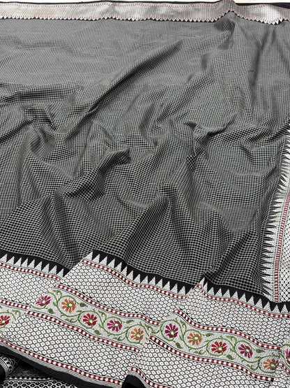Black Pure Banarasi Ektara  Silk Handwoven Saree
