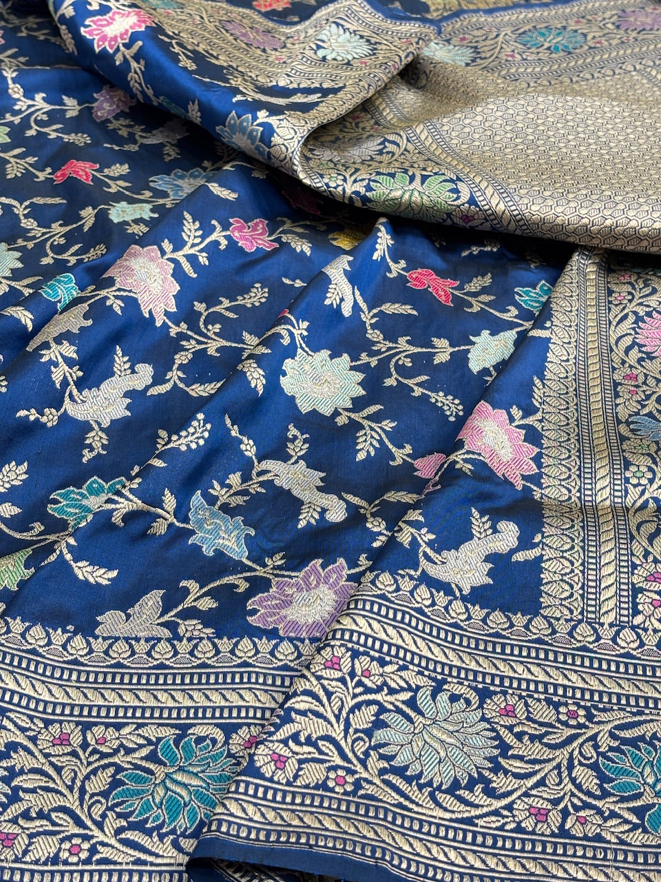 Royal Blue Pure Banarasi Katan Silk Handwoven Saree