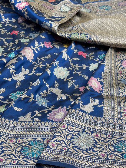 Royal Blue Pure Banarasi Katan Silk Handwoven Saree