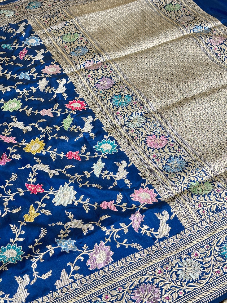 Royal Blue Pure Banarasi Katan Silk Handwoven Saree