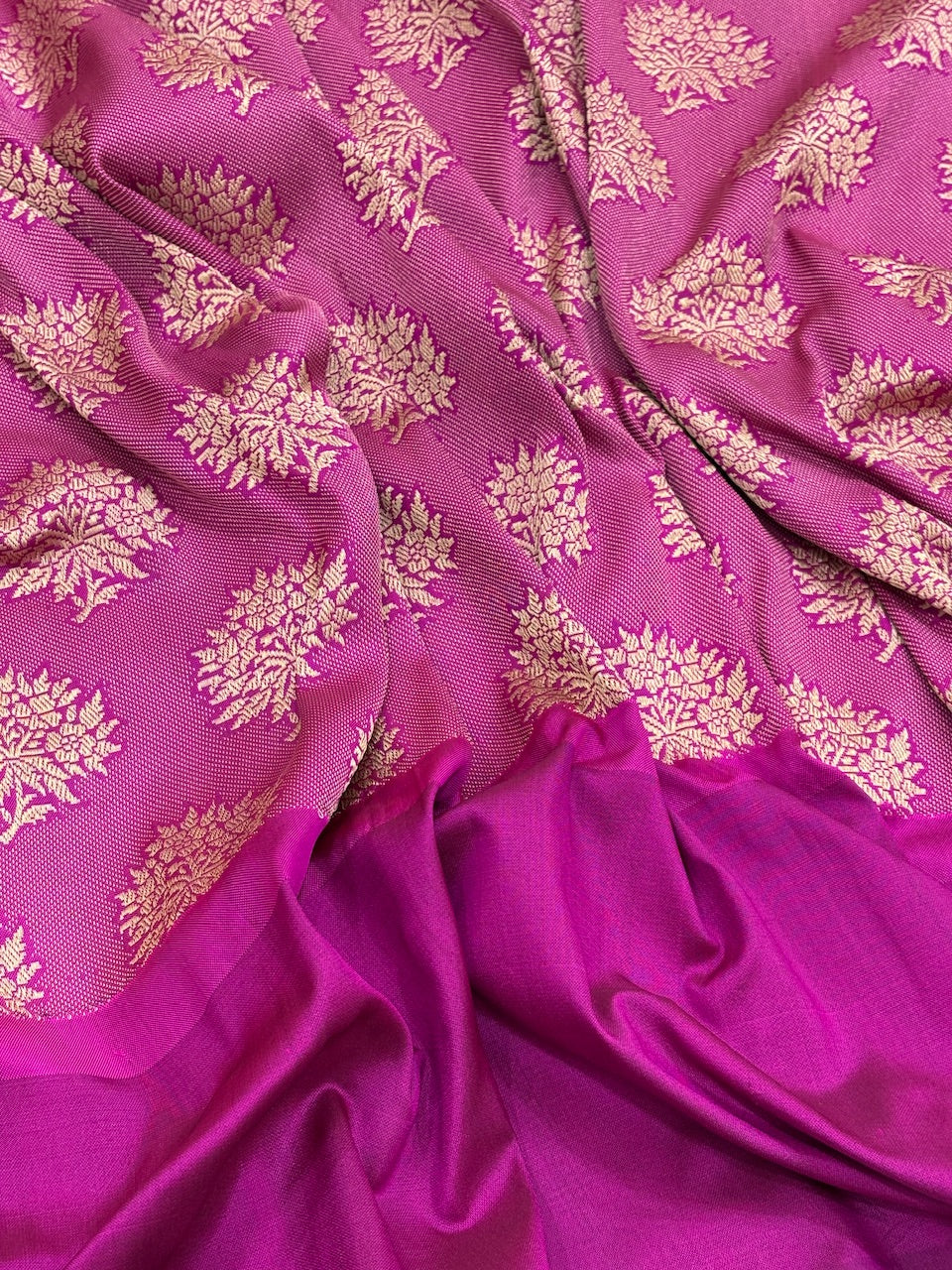 Rani Pink Pure Banarasi Ektara  Silk Handwoven Saree