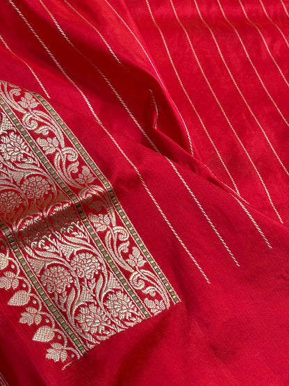 Red Banarasi Kingkhaab Brocade Handwoven Silk Saree