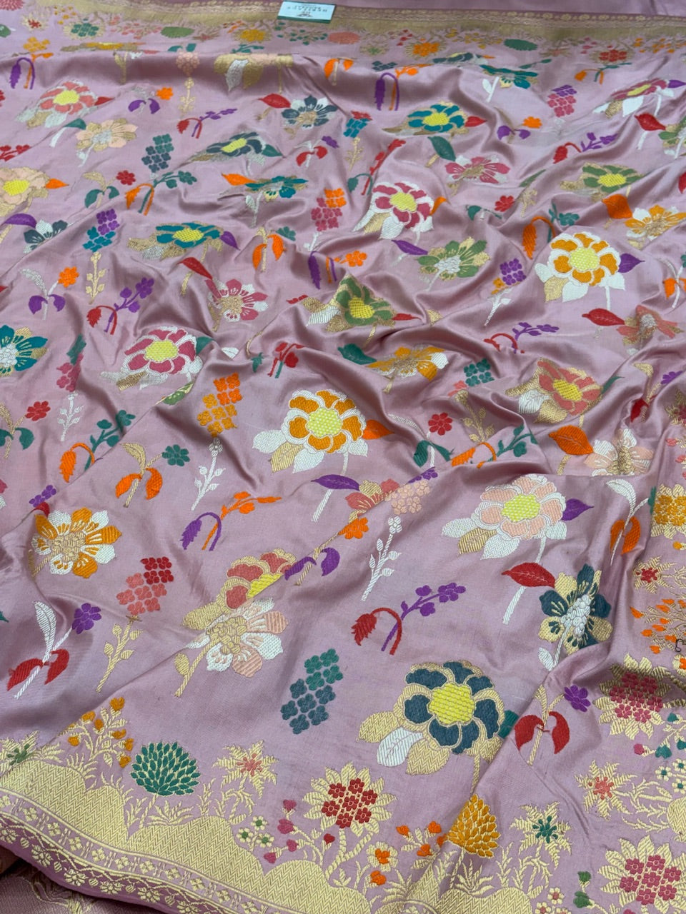 Lilac Banarasi Pure Katan Silk Handwoven Saree