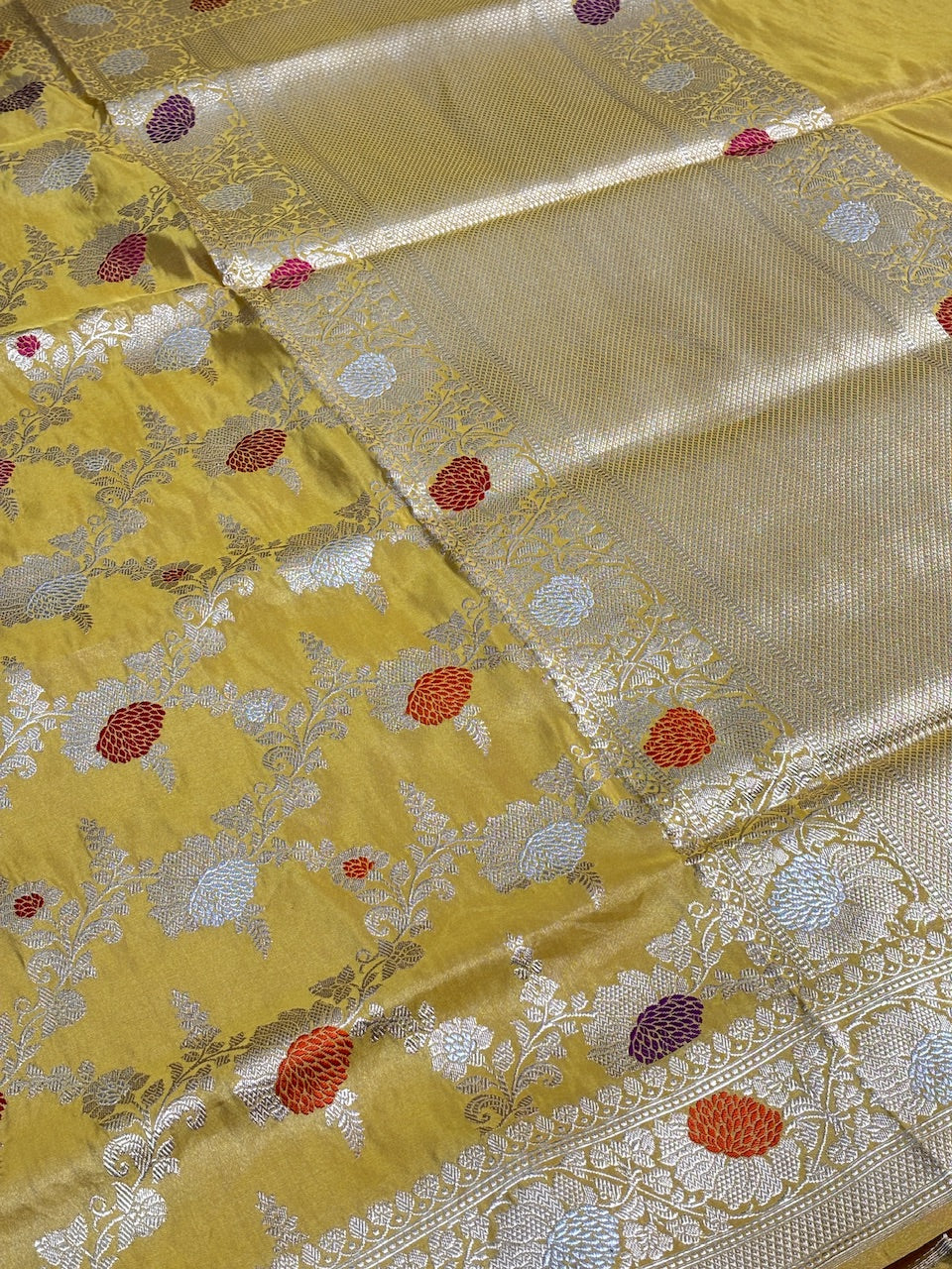 Yellow Tissue Banarasi Silk Handwoven Saree