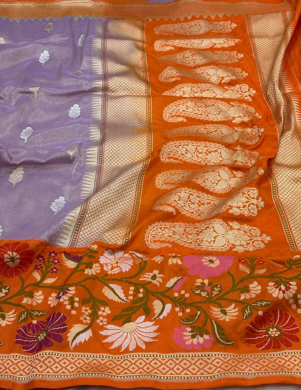 Lavender Banarasi Tissue Silk Handwoven Saree