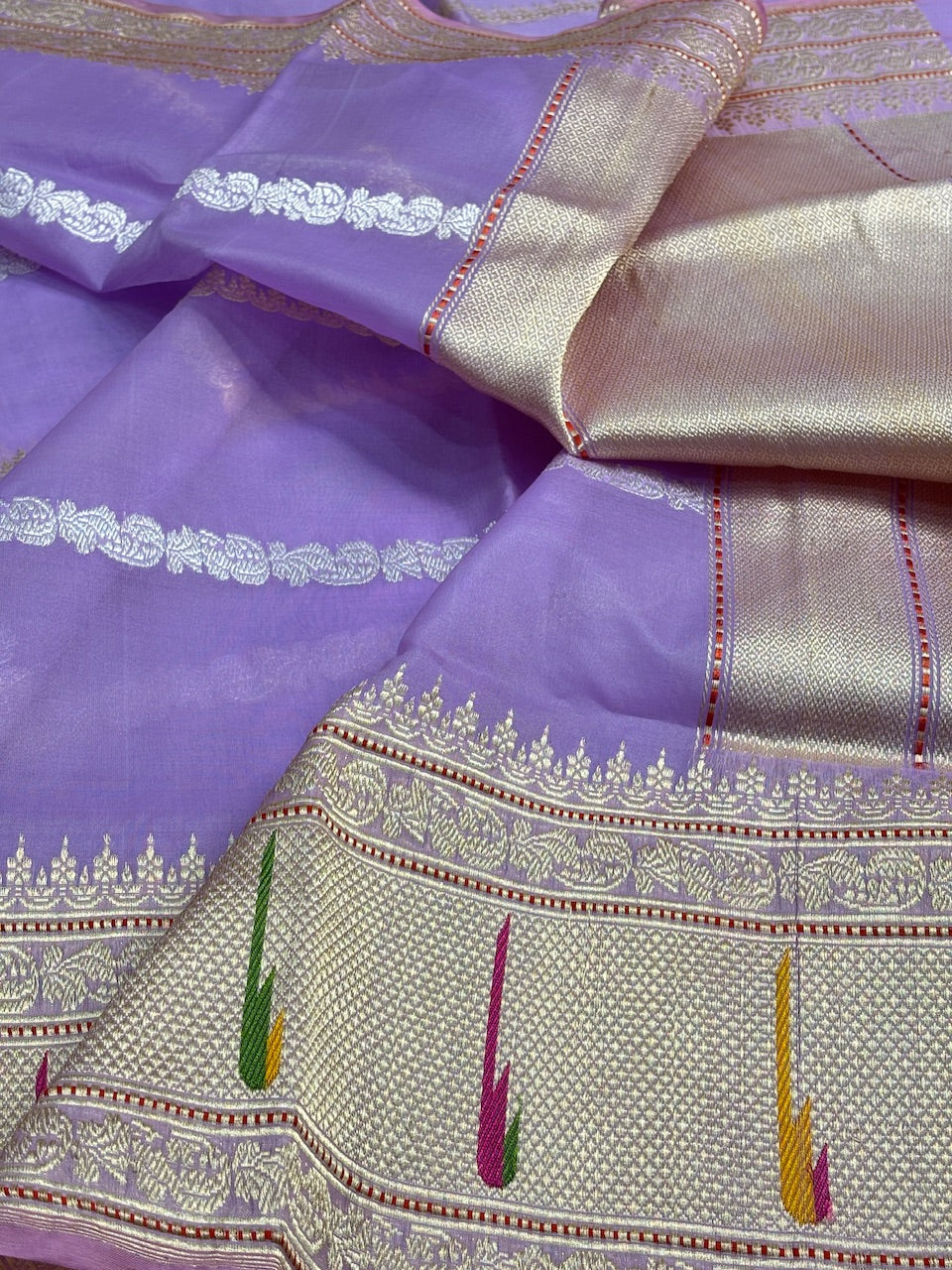 Blue Banarasi Kora Silk Handwoven Saree