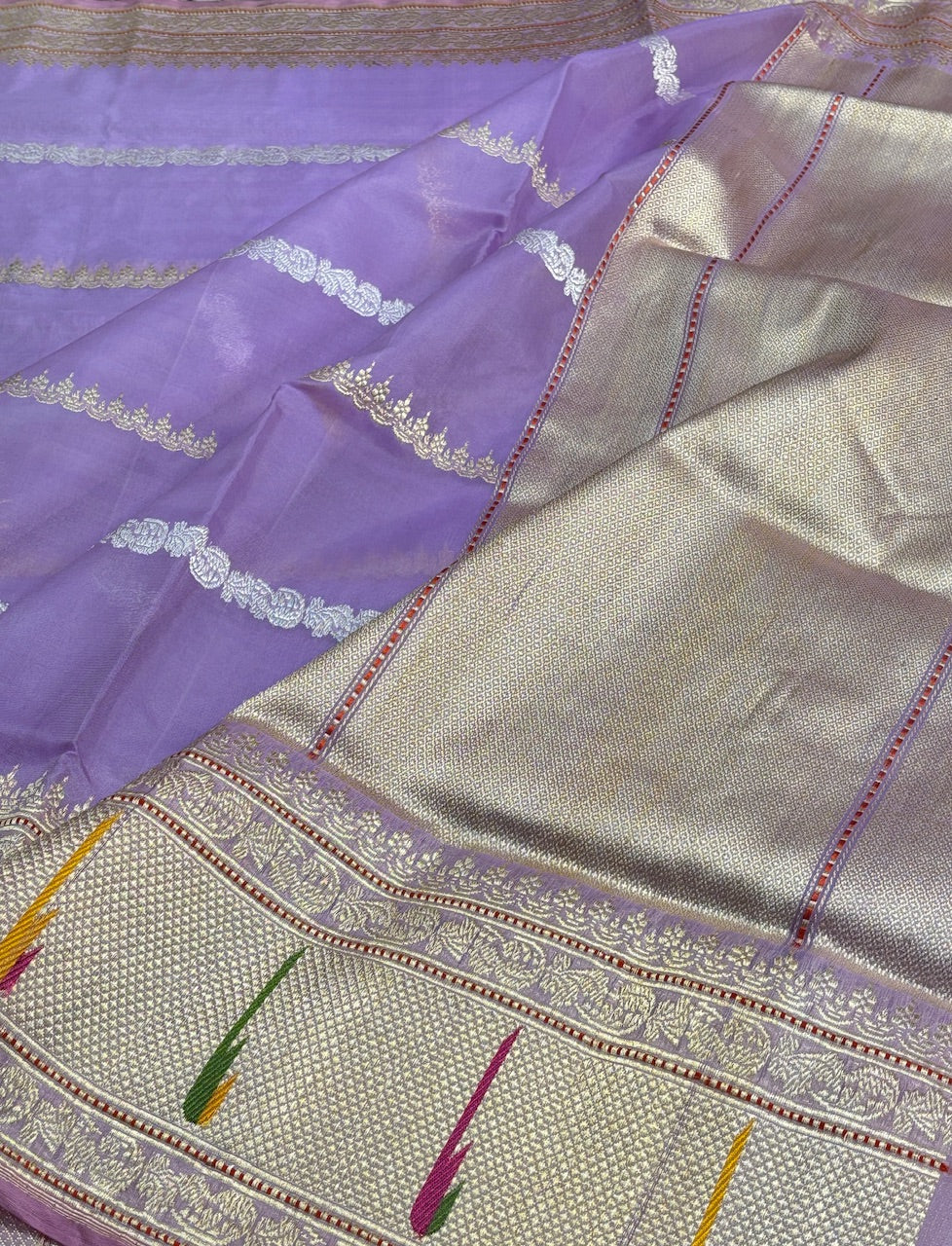 Blue Banarasi Kora Silk Handwoven Saree
