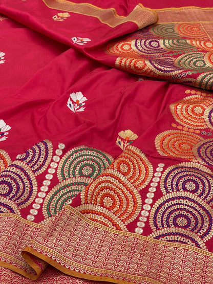Red Banarasi Pure Katan Silk Handwoven Saree